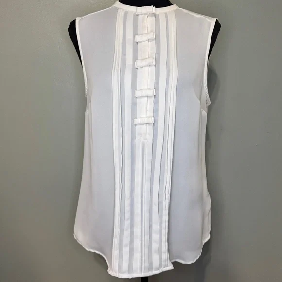 White House Black Market Bow Button up Dressy Blouse Business Casual Shirt Top M - Picture 2 of 9